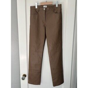 Wilfred Aritzia Command Pant Brown Faux Leather Straight Leg Minimalist Size 4